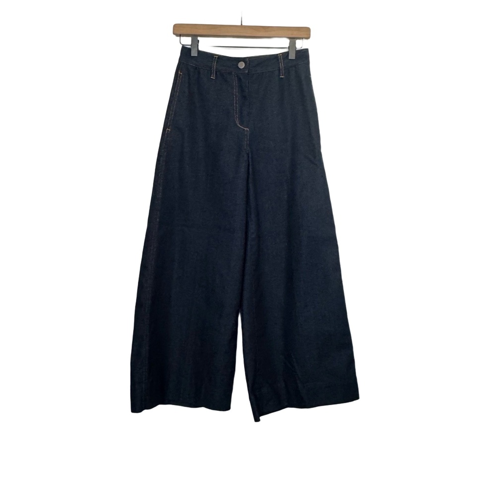 Elizabeth And James Jeans Wide Leg High Rise Dark Wash Denim Cropped Pants Sz 26